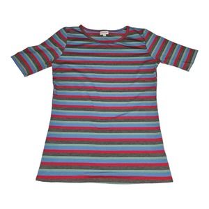LuLaRoe Top Women's Medium Short Sleeve Striped Casual